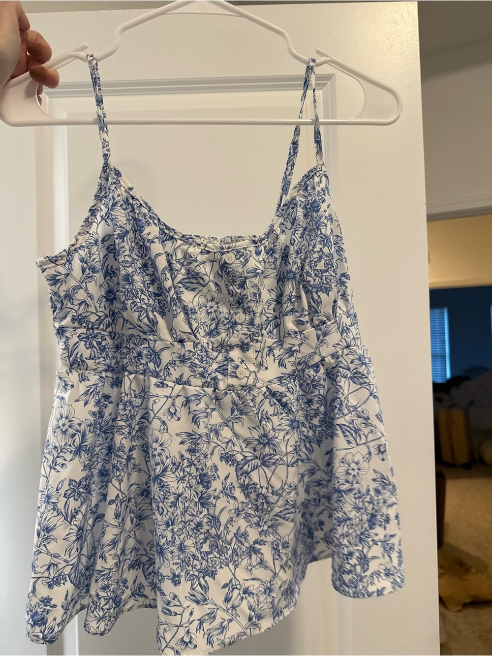 Blue Floral Spaghetti-Strap Women's Dress